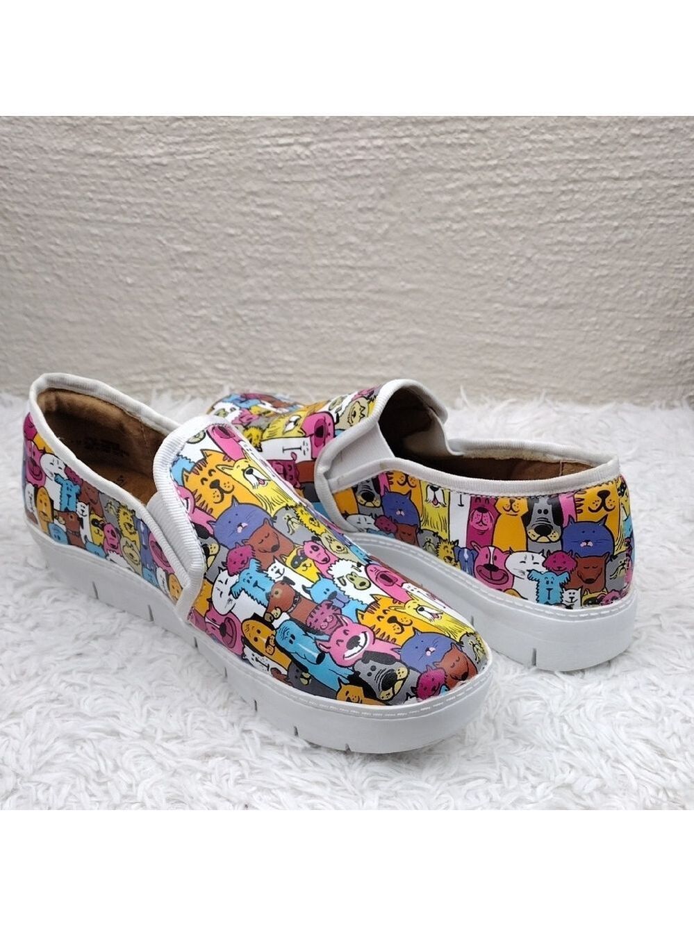 Nurse Mates Pillow Top Adela Multicolor Pet Print Platform Sole Slip On Sneaker